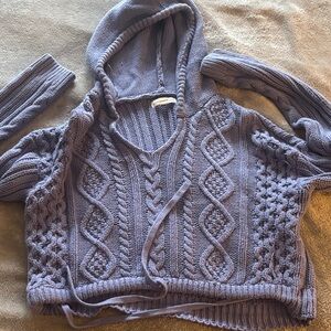 Aeropostale Lavender Cable-Knit Hooded Sweater